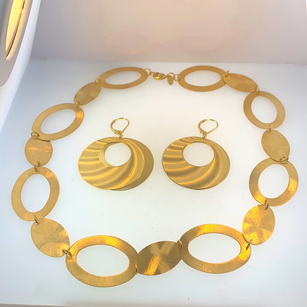 Ralph Lauren Gold-Tone Oval Link Necklace & Round Drop Earrings